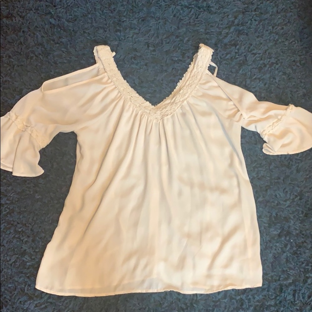 Cold shoulder white blouse